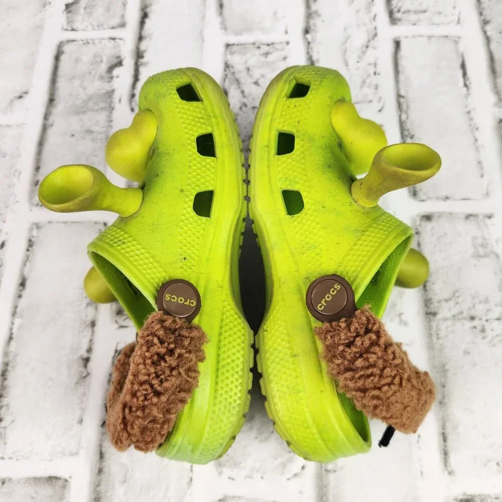 Crocs x Dream Works Shrek Classic Clogs Kids Size 13 Lime Green Ears Shoe Casual
